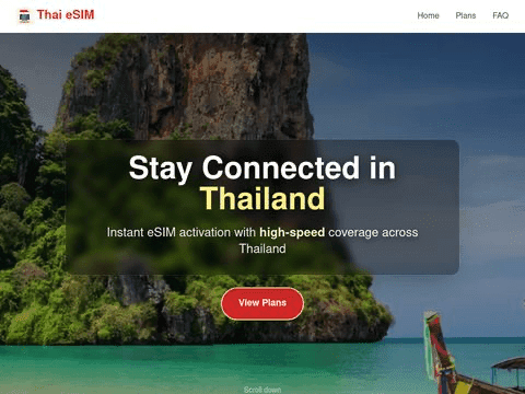Thai eSIM website screenshot